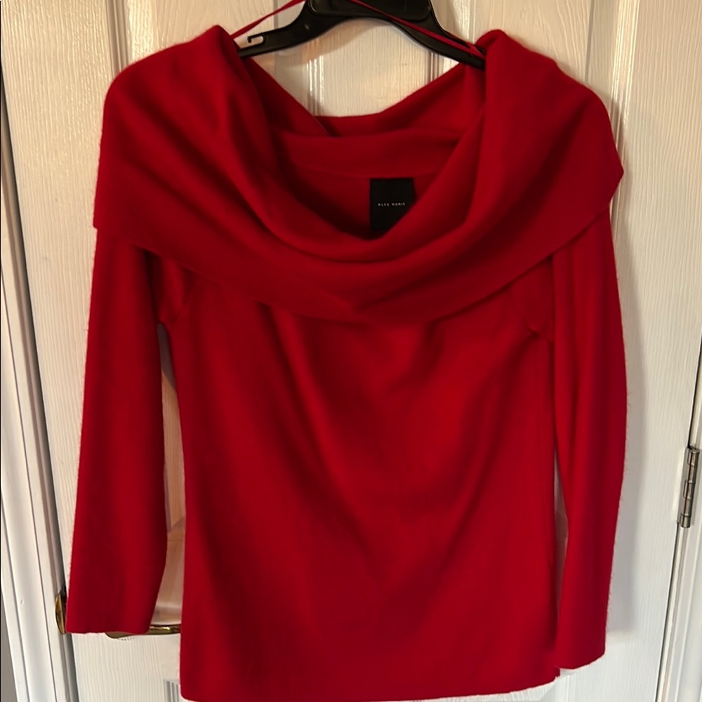 Elegant Red Cowl Neck Sweater